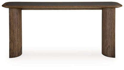 Dontayne sofa table warm brown wood with dark top panel by Unique Piece Furniture on Tampa Home & Garden Store