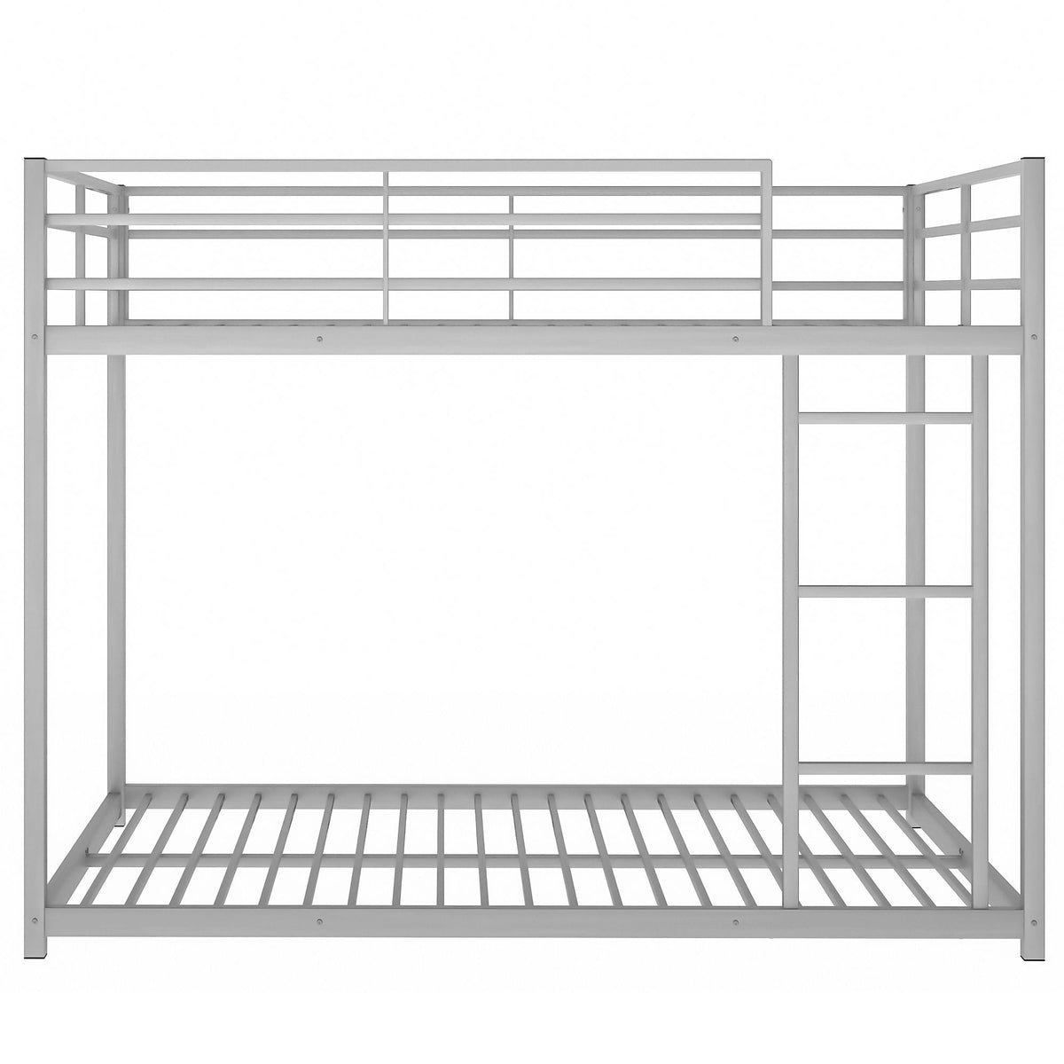 HouseOfZazla metal bunk bed frame, low bunk with ladder and gray finish on Tampa Home & Garden Store