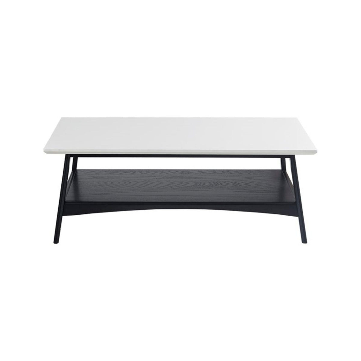 Modern Table With Extra Storage Coffee Table white top black frame two-tier shelf on Tampa Home & Garden Store