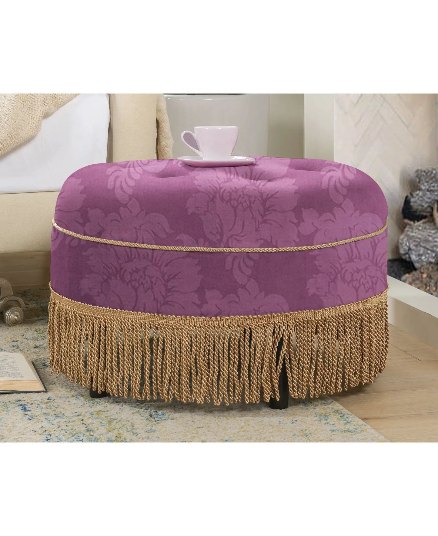Yolanda Round Upholstered Ottoman for Living Room