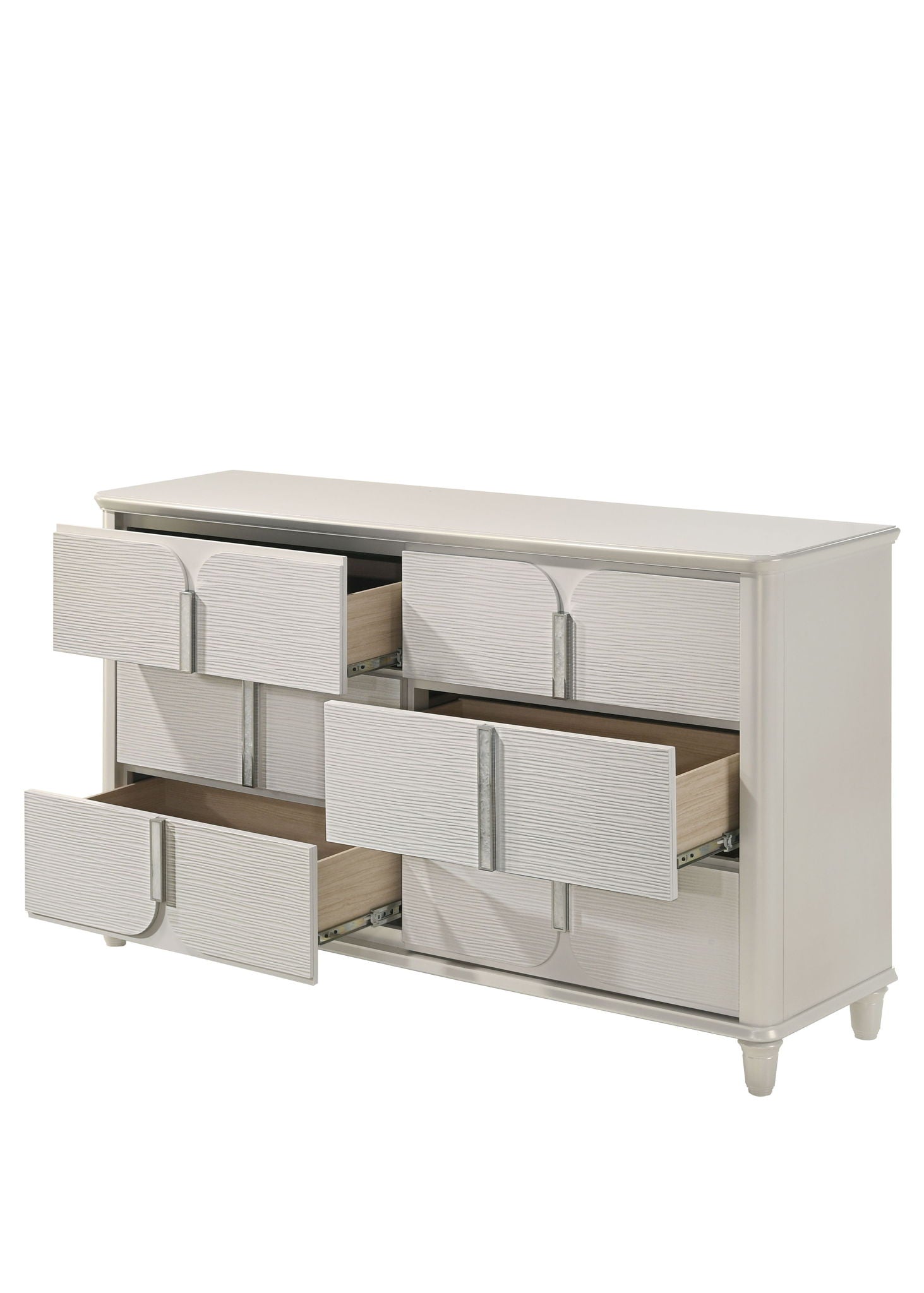 Dresser Laveda white with textured grooved fronts and metal bar handles by HouseOfZazla on Tampa Home & Garden Store