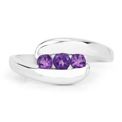 Genuine amethyst ring 0.54ct in .925 sterling silver band with purple stones on Tampa Home & Garden Store