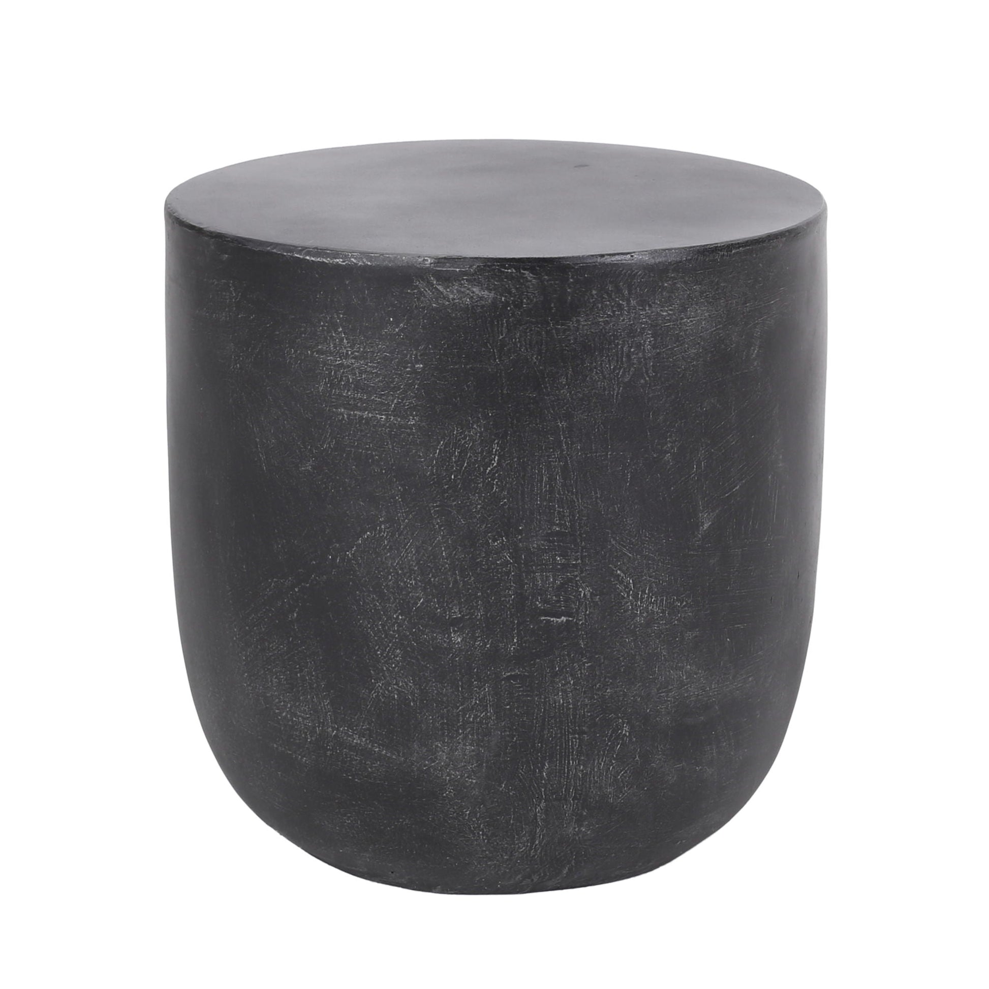 Outdoor Lightweight Concrete End Table Matte Black with natural texture by HouseOfZazla on Tampa Home & Garden Store