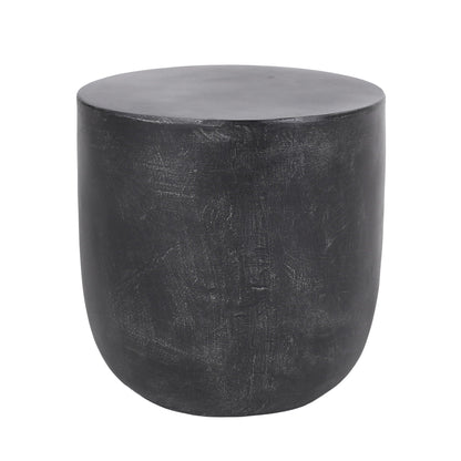 Outdoor Lightweight Concrete End Table Matte Black with natural texture by HouseOfZazla on Tampa Home & Garden Store