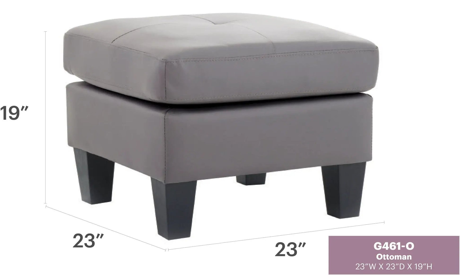Grey upholstered ottoman by Unique Piece Furniture, 23W x 23D x 19H on Tampa Home & Garden Store