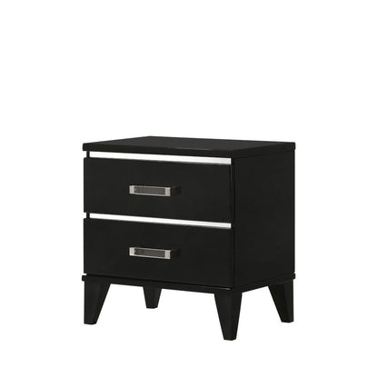 Chelsie Nightstand by HouseOfZazla, black accent nightstand with two drawers and silver handles on Tampa Home & Garden Store