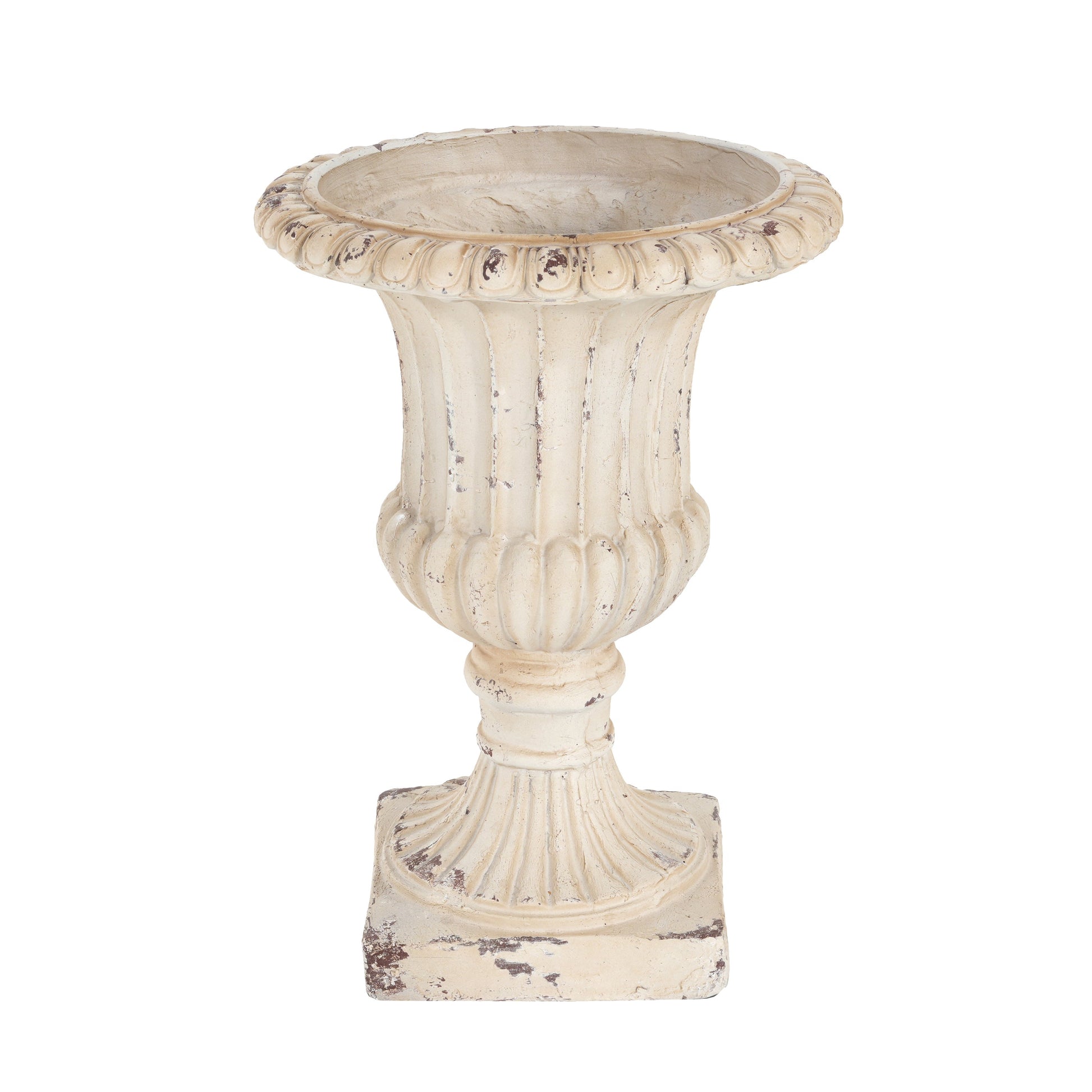 MGO Garden Urn antique white planter with distressed finish 19.25 in tall HouseOfZazla on Tampa Home & Garden Store