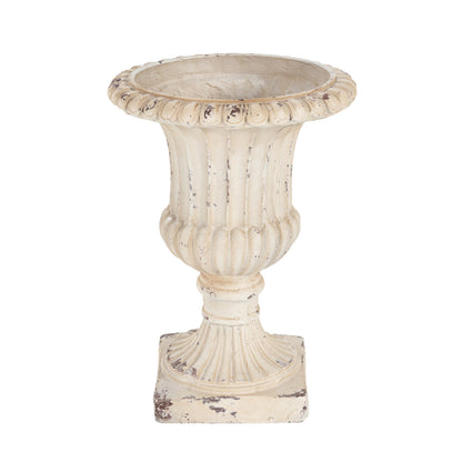 MGO Garden Urn antique white planter with distressed finish 19.25 in tall HouseOfZazla on Tampa Home & Garden Store