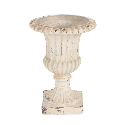 MGO Garden Urn antique white planter with distressed finish 19.25 in tall HouseOfZazla on Tampa Home & Garden Store