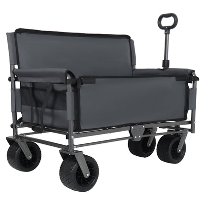 3-in-1 Convertible Folding Wagon Cart gray fabric bench seat storage by HouseOfZazla on Tampa Home & Garden Store