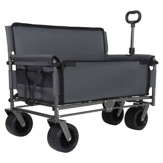 3-in-1 Convertible Folding Wagon Cart gray fabric bench seat storage by HouseOfZazla on Tampa Home & Garden Store