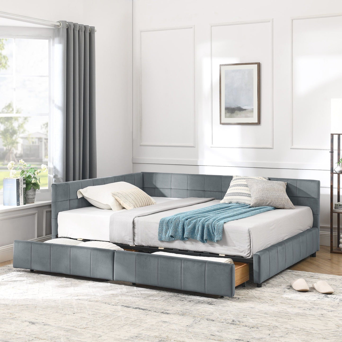 Mid-Century Upholstered Bed Frame and Backrest