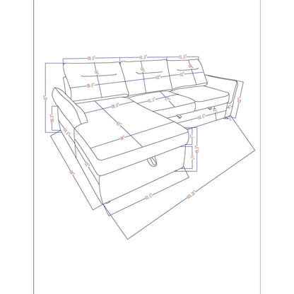 Montana gray sofabed with storage stationary sectional diagram by Unique Piece Furniture on Tampa Home & Garden Store