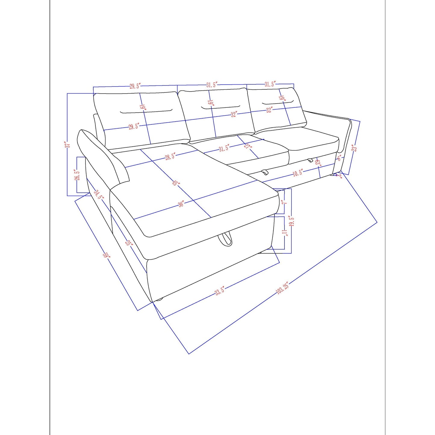 Montana Gray Contemporary Sofa Bed and Storage