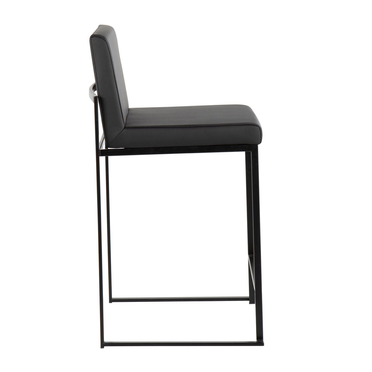 Fuji High Back Counter Stool black faux leather seat and back with metal frame on Tampa Home & Garden Store
