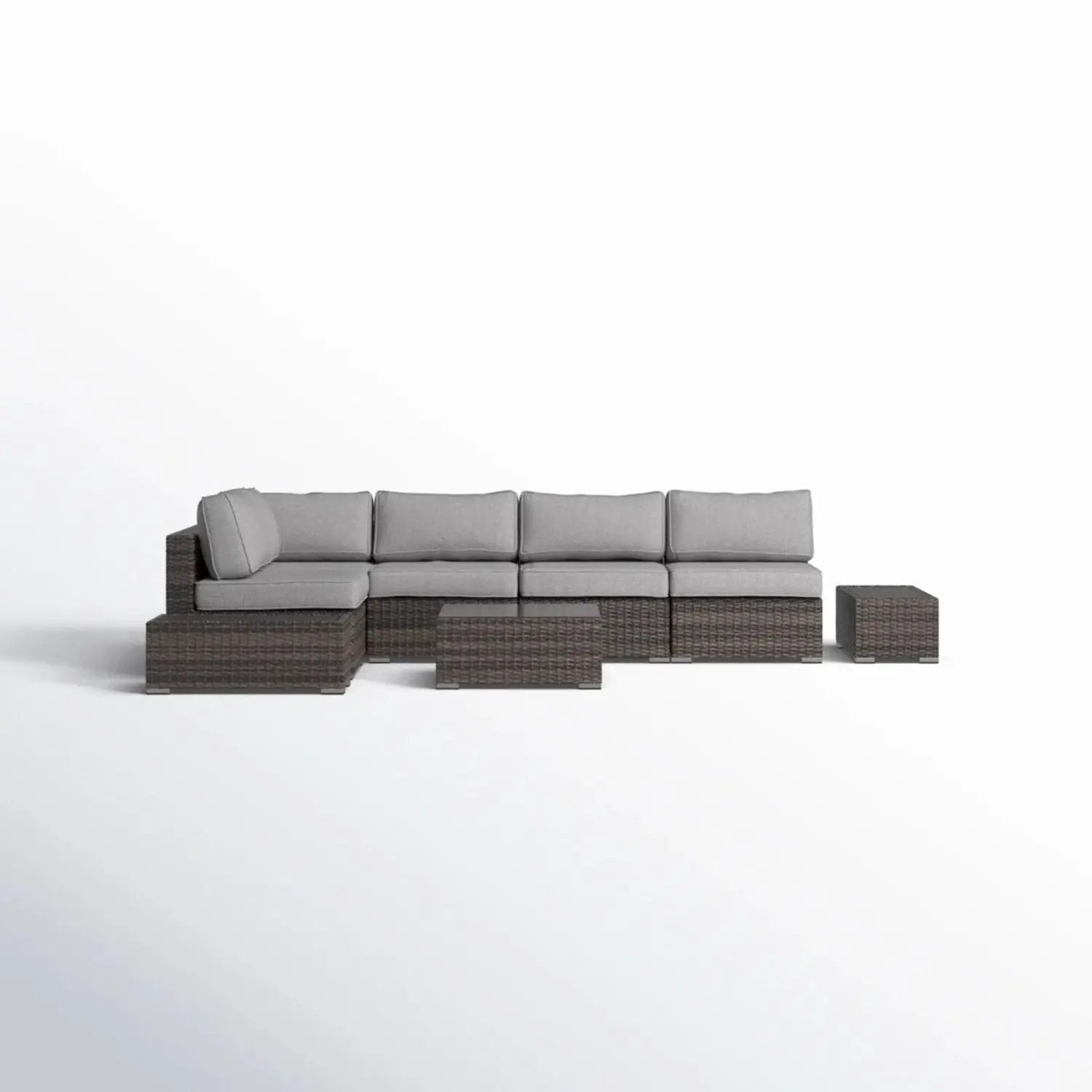 Wicker sectional seating group with cushions, rattan, 4-piece outdoor set with coffee table on Tampa Home & Garden Store
