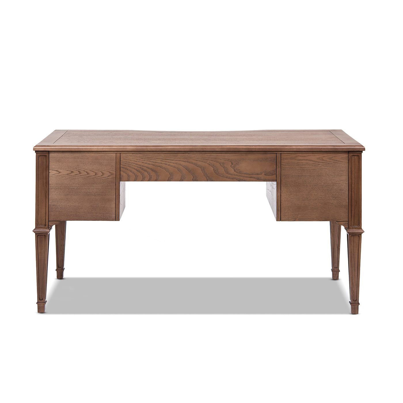 Dauphin Gold Accent 5-Drawer Wood Executive Desk brown ash veneer on Tampa Home & Garden Store