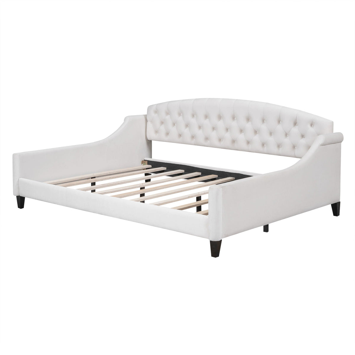Modern Tufted Button Daybed white upholstered frame with tufted back by HouseOfZazla on Tampa Home & Garden Store