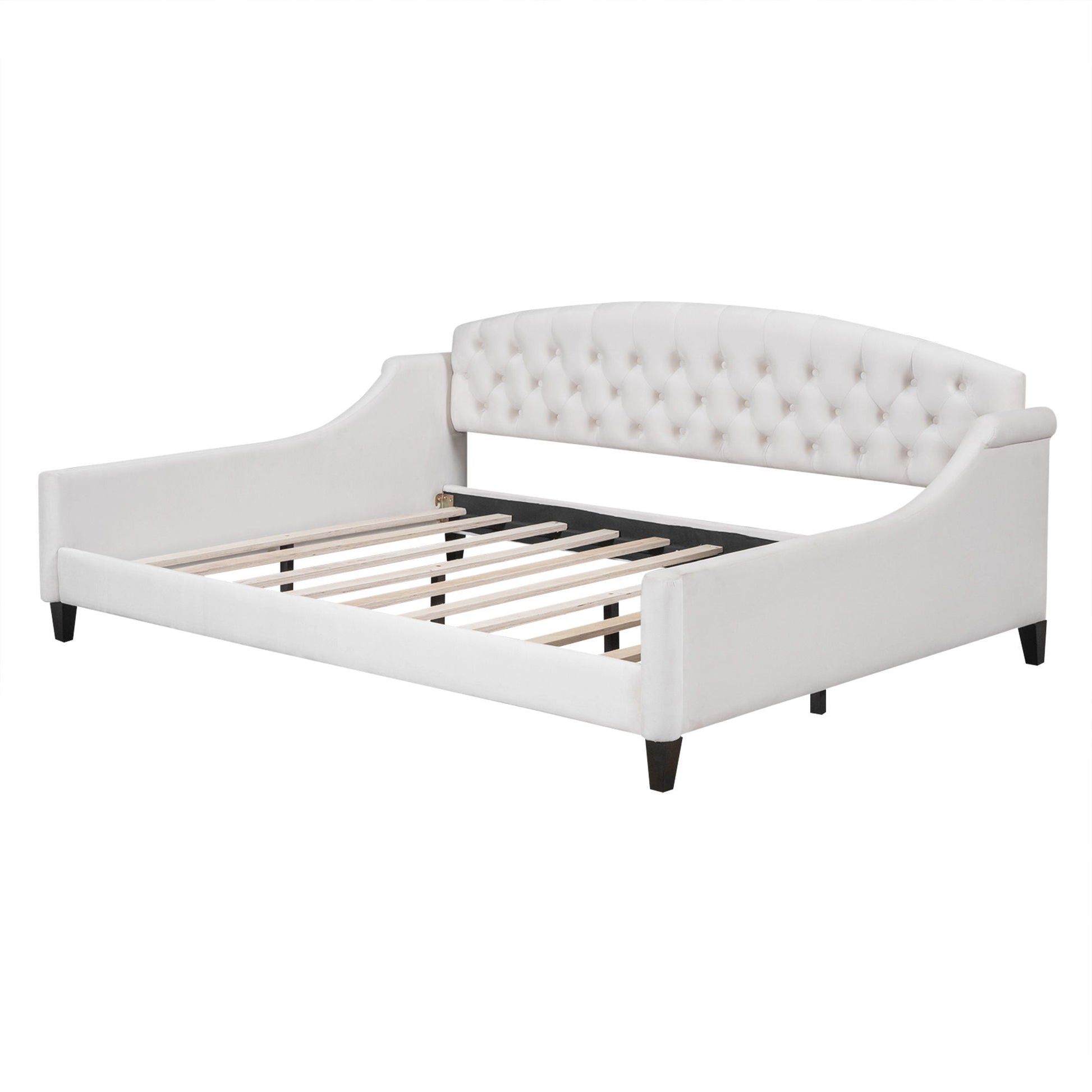 Modern Tufted Button Daybed white upholstered frame with tufted back by HouseOfZazla on Tampa Home & Garden Store