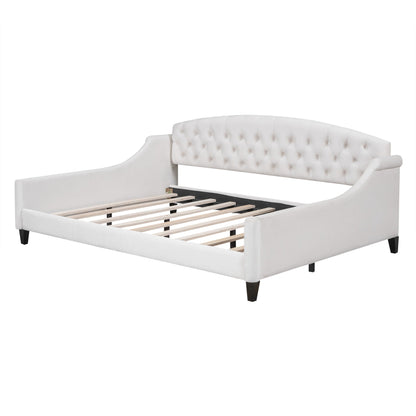 Modern Tufted Button Daybed white upholstered frame with tufted back by HouseOfZazla on Tampa Home & Garden Store