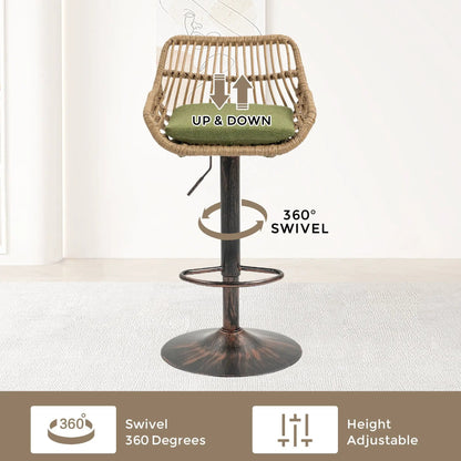 Modern Swivel Bar Stools with Footrest Set of 2