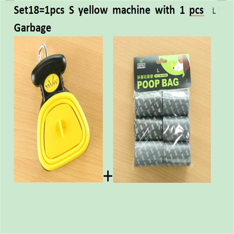Pet Zen foldable dog poop scooper, 2-piece yellow scoop set with 1 roll decomposable bags on Tampa Home & Garden Store