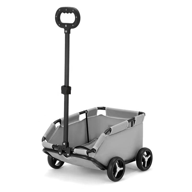 Pet stroller cart for small pets with foldable grey fabric and black frame, four wheels on Tampa Home & Garden Store