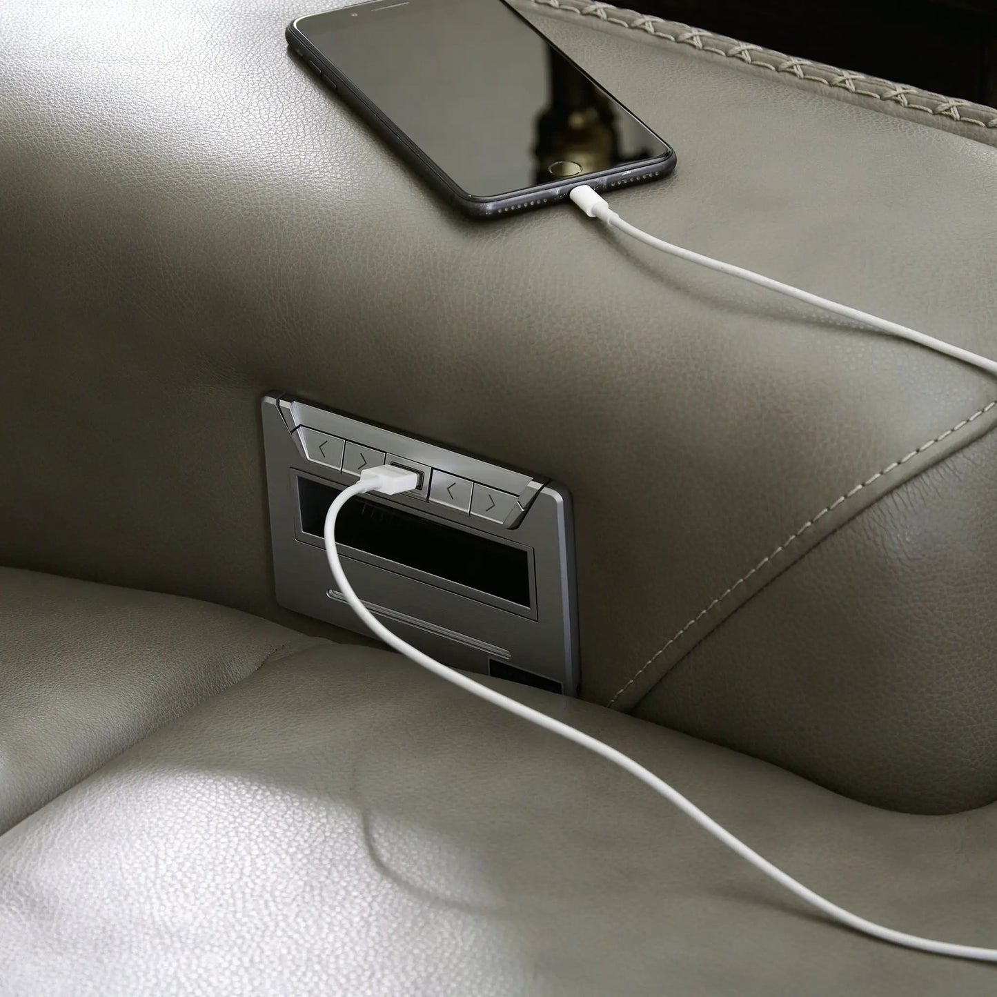 Correze - Power Reclining Sectional leather upholstery with phone charger on Tampa Home & Garden Store
