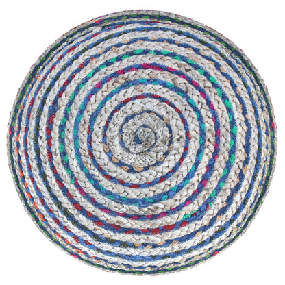 Margo Handcrafted Round Pouf; colorful braided rope with stripes by Unique Piece Furniture on Tampa Home & Garden Store