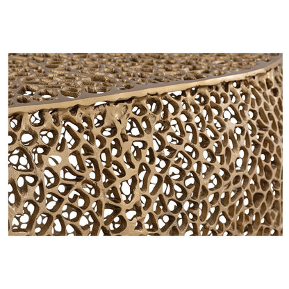 Oval coffee table with durable gold aluminum frame and open lattice panels by HouseOfZazla on Tampa Home & Garden Store