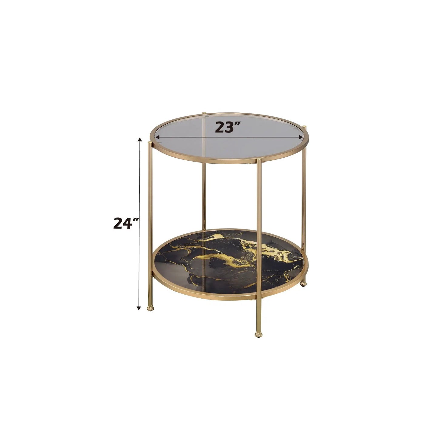 Fiorella Marble Glass Table with Metal Frame