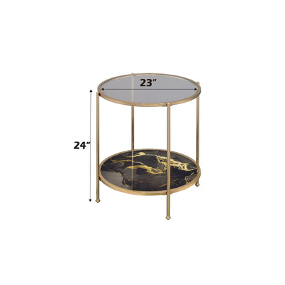 Fiorella Marble Glass Table with Metal Frame