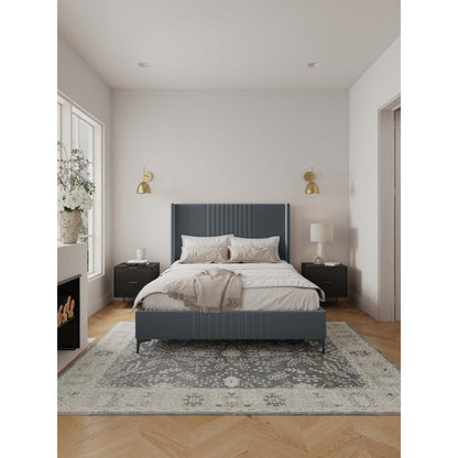 Promenade upholstered bed with blue tufted headboard and slats, HouseOfZazla on Tampa Home & Garden Store
