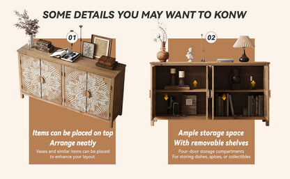 60-inch Wood Accent Cabinet with 4 Doors brown and antique white by HouseOfZazla on Tampa Home & Garden Store