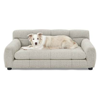 Modern Pet Sofa With Backrest And Armrests in light gray fabric with cushioned arms 1 dog on Tampa Home & Garden Store