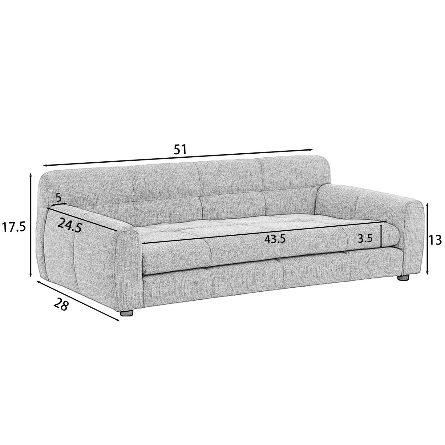 Pet bed product image gray sofa with measurement arrows and HouseOfZazla keywords on Tampa Home & Garden Store