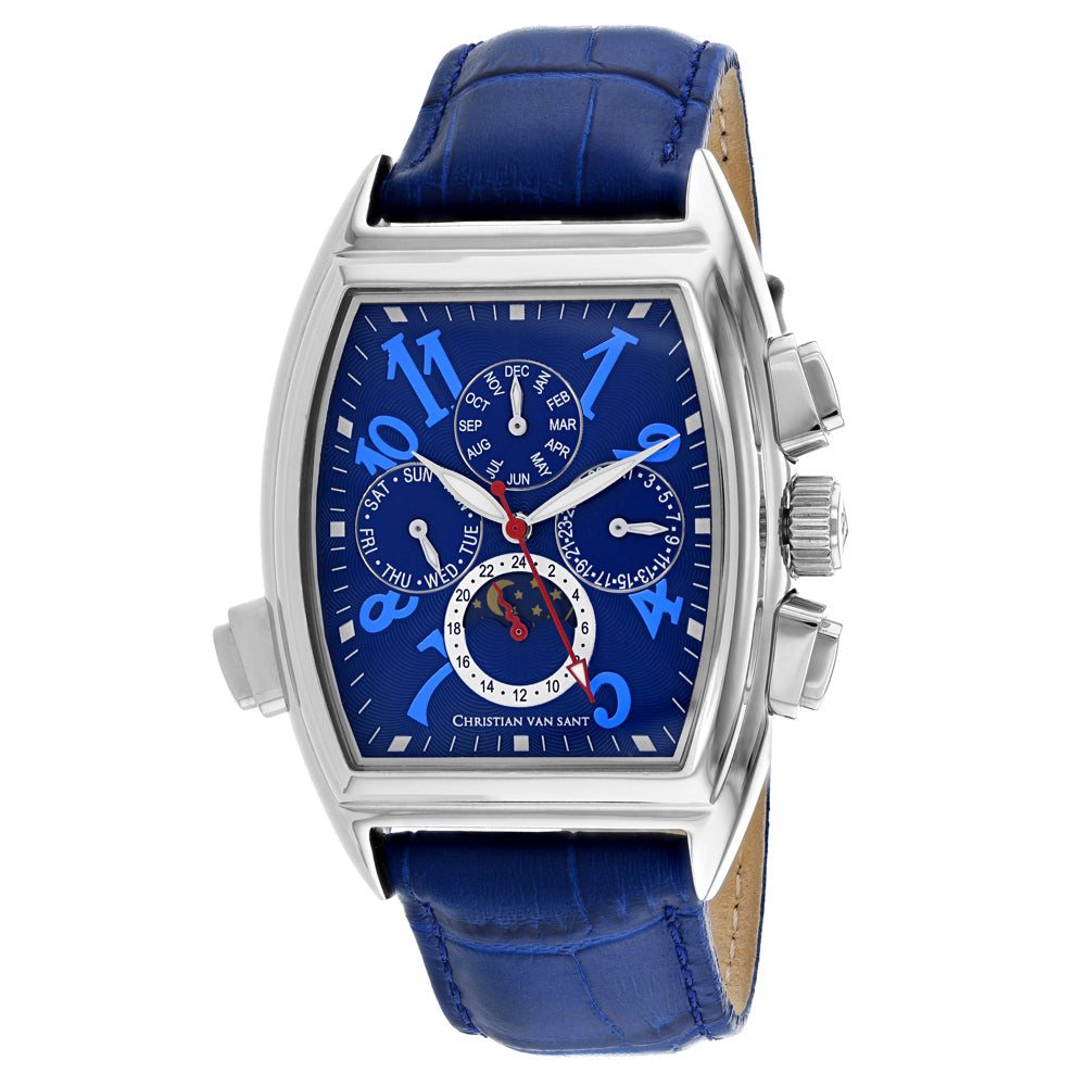 Christian Van Sant Men's Grandeur watch with blue dial and blue leather strap by Bids.com on Tampa Home & Garden Store