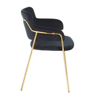 Contemporary padded-seat chair set by HouseOfZazla in blue with gold metal legs on Tampa Home & Garden Store