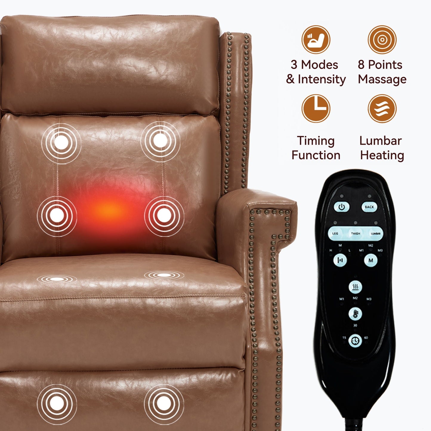 Manual Recliner With Vibrations and Heat
