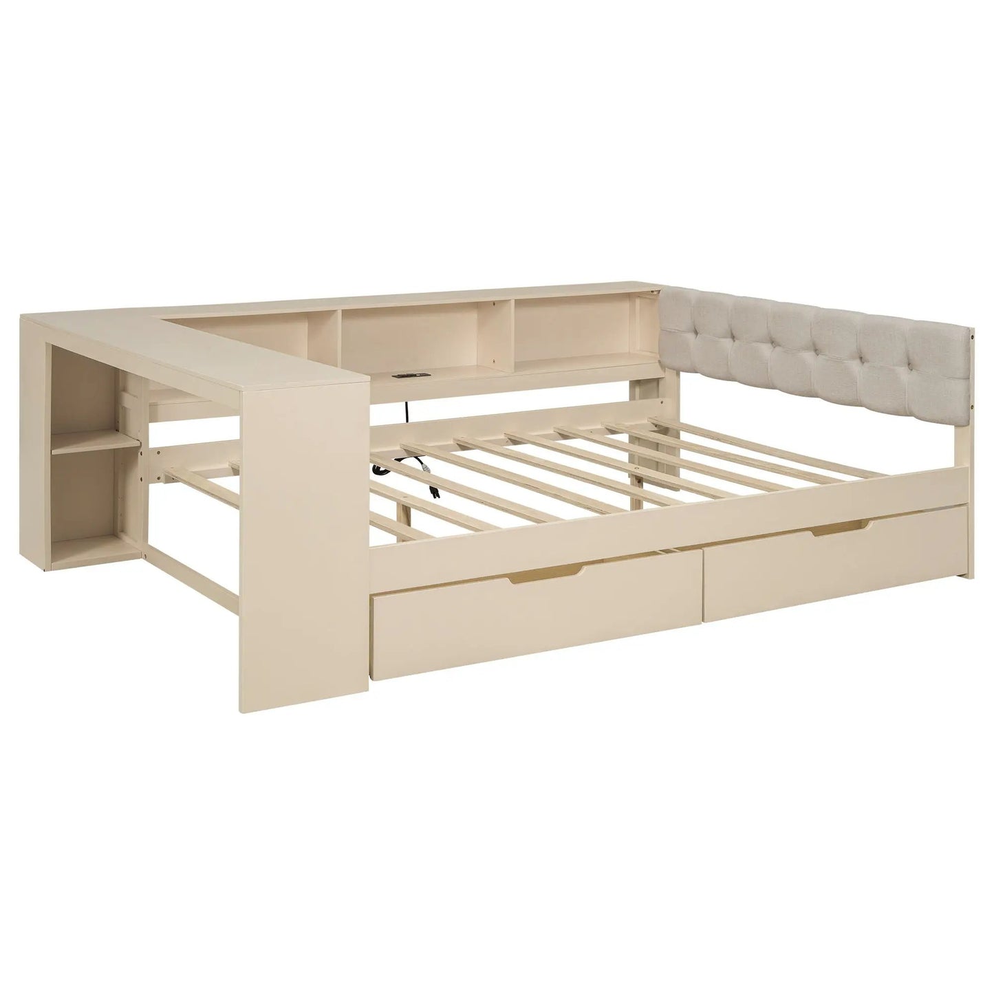 Upholstered Headboard Platform Bed with Storage