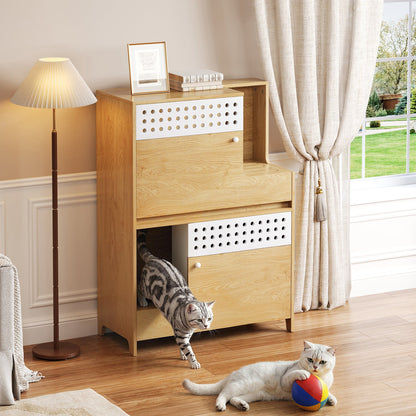 Modern 2 In 1 Cat Furniture by HouseOfZazla wooden storage unit with perforated drawer fronts on Tampa Home & Garden Store