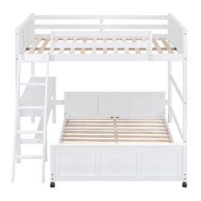 White full over full bunk bed with desk, storage cabinet, and ladder by Unique Piece Furniture on Tampa Home & Garden Store