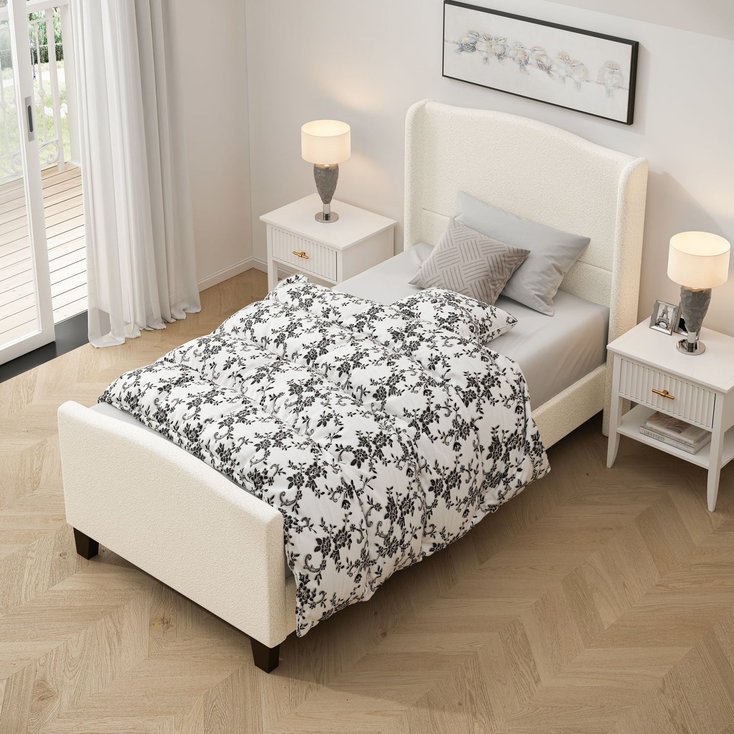 Sturdy Platform Bed Frame and a Padded Headboard