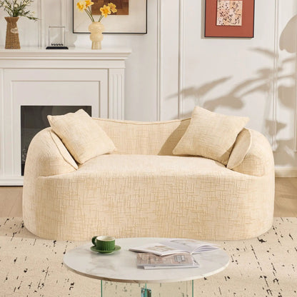 Curved 2 Person Sofa with Armrests and Pillows