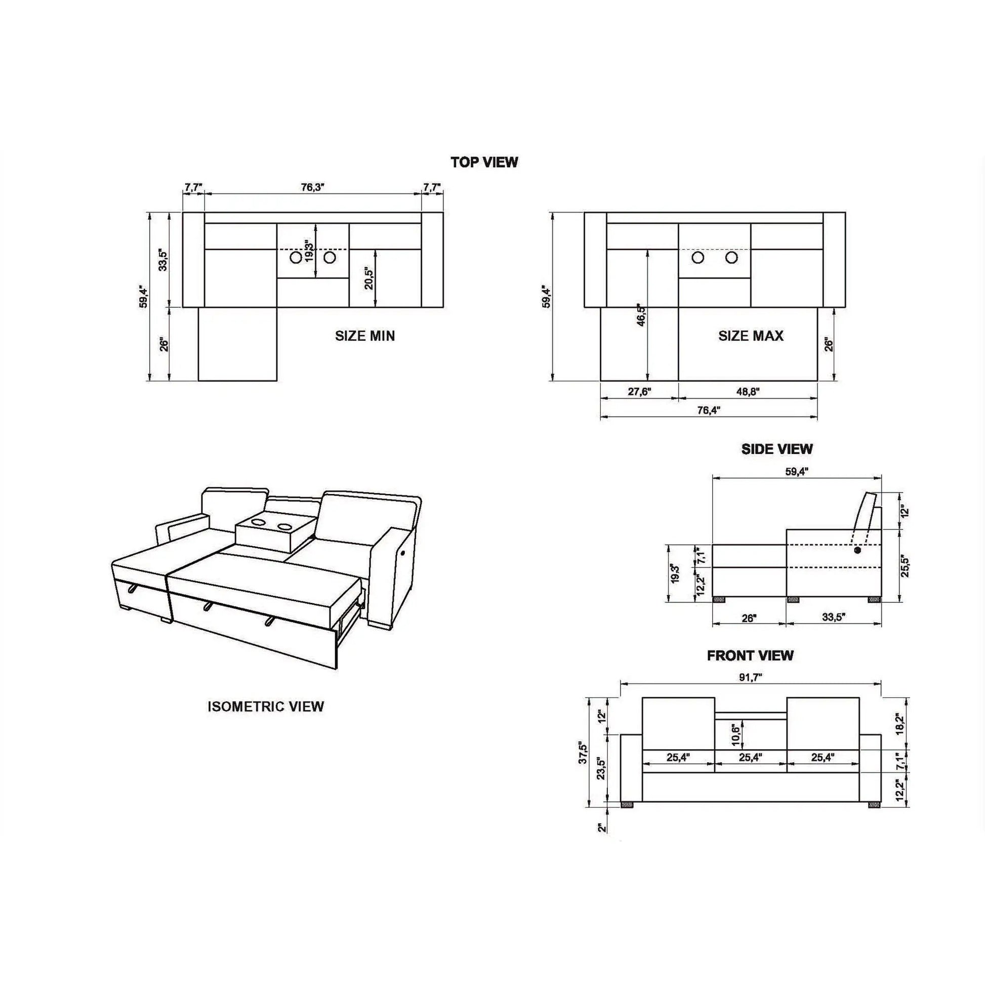 Territory pull-out sofa bed sleeper sectional blueprint by Unique Piece Furniture on Tampa Home & Garden Store