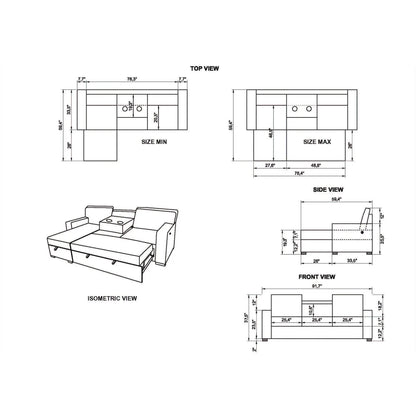 Territory pull-out sofa bed sleeper sectional blueprint by Unique Piece Furniture on Tampa Home & Garden Store