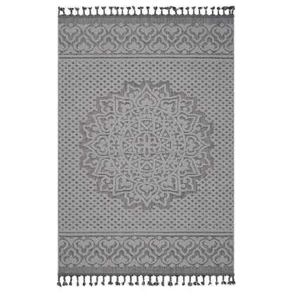 Area rug stain resistant soft pile grey and white with tassel fringe by HouseOfZazla on Tampa Home & Garden Store