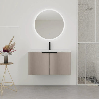 Modern Wall Mounted Vanity With Resin Double Sink