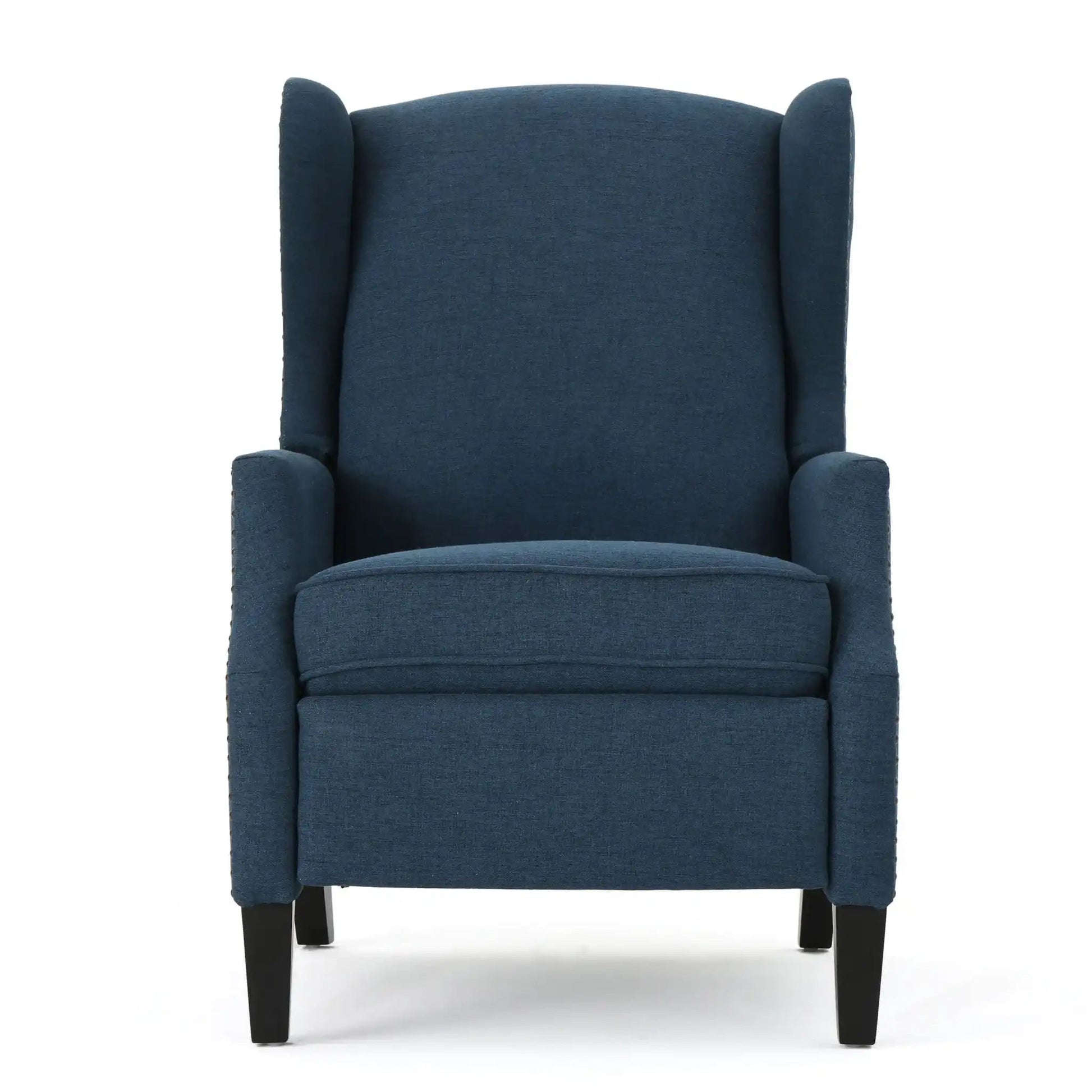 Westeros Wing Back Fabric Upholstered Recliner navy blue fabric by HouseOfZazla on Tampa Home & Garden Store