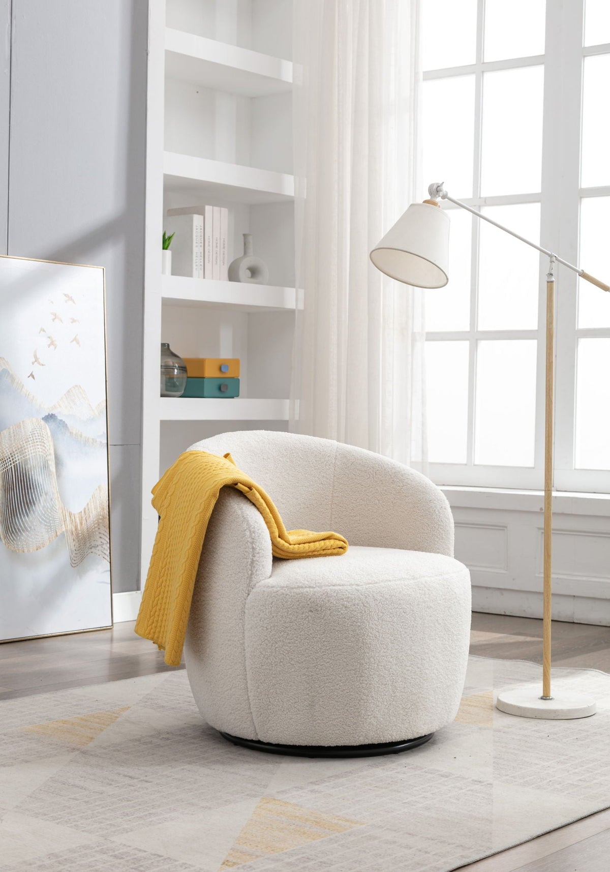 Teddy Fabric and Swivel Barrel Accent Chair